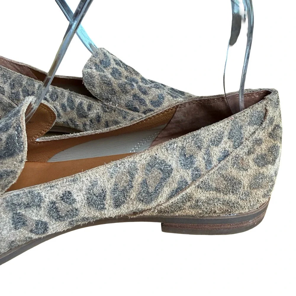 Lucky Brand Canyen Suede Leather Leopard Print Slip On Loafers Flats Shoes sz 8